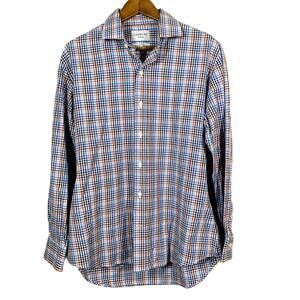 Ledbury Long Sleeve Dress Shirt Slim Fit Checker Blue Career Casual - L